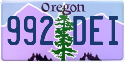 OR license plate 992DEI