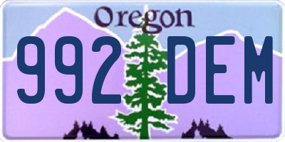 OR license plate 992DEM