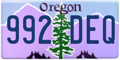 OR license plate 992DEQ