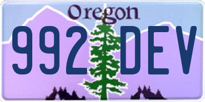 OR license plate 992DEV