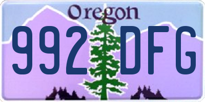 OR license plate 992DFG
