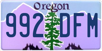 OR license plate 992DFM