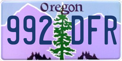 OR license plate 992DFR