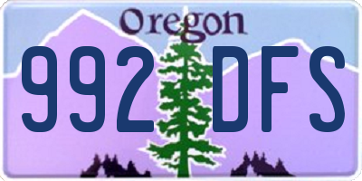 OR license plate 992DFS