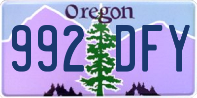 OR license plate 992DFY