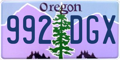 OR license plate 992DGX