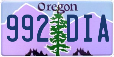 OR license plate 992DIA