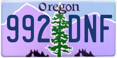 OR license plate 992DNF