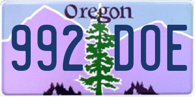 OR license plate 992DOE