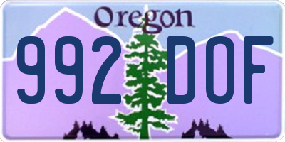 OR license plate 992DOF