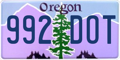 OR license plate 992DOT