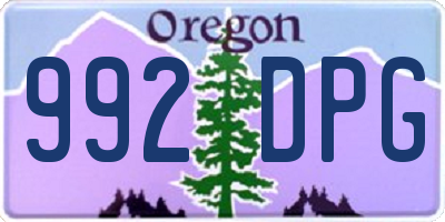 OR license plate 992DPG