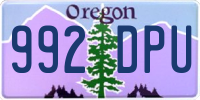 OR license plate 992DPU