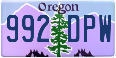 OR license plate 992DPW