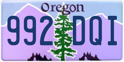 OR license plate 992DQI