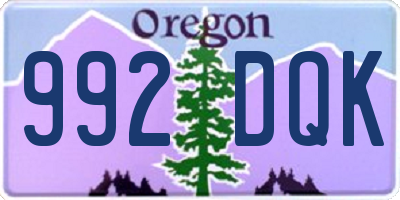 OR license plate 992DQK