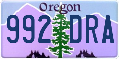 OR license plate 992DRA
