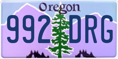 OR license plate 992DRG