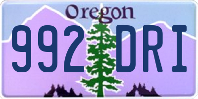 OR license plate 992DRI