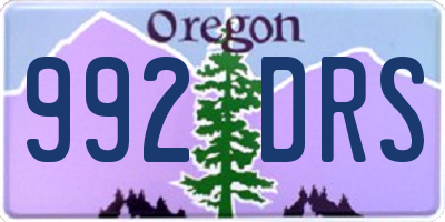 OR license plate 992DRS