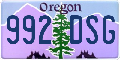 OR license plate 992DSG