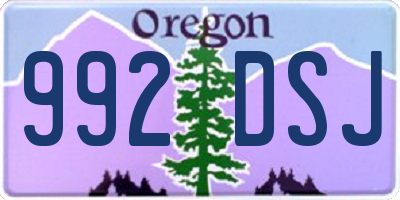 OR license plate 992DSJ