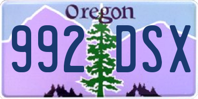 OR license plate 992DSX