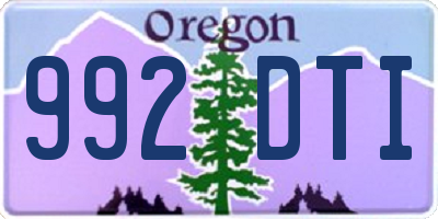 OR license plate 992DTI