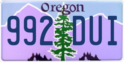 OR license plate 992DUI