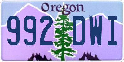 OR license plate 992DWI