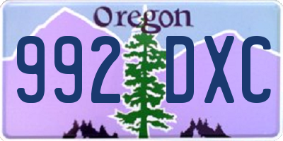 OR license plate 992DXC