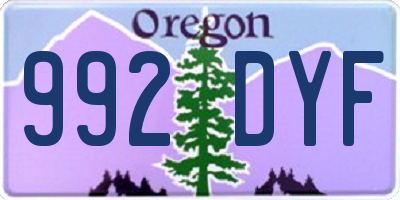 OR license plate 992DYF