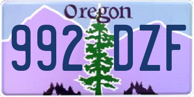 OR license plate 992DZF