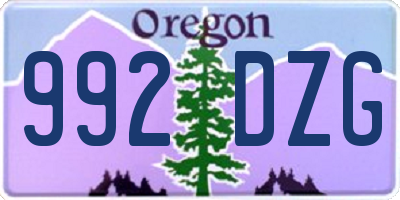 OR license plate 992DZG
