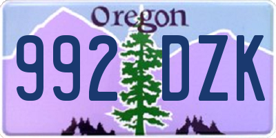 OR license plate 992DZK