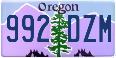 OR license plate 992DZM