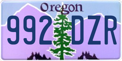 OR license plate 992DZR