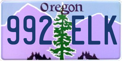 OR license plate 992ELK