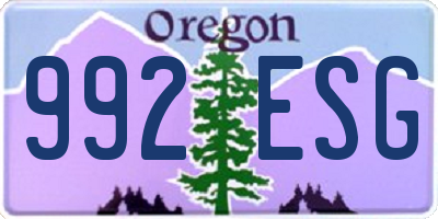 OR license plate 992ESG