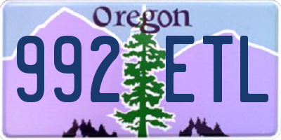OR license plate 992ETL