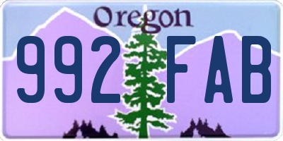 OR license plate 992FAB