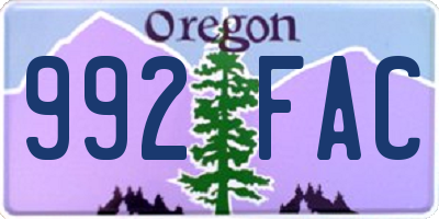 OR license plate 992FAC