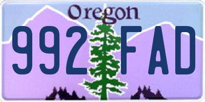 OR license plate 992FAD