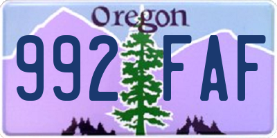 OR license plate 992FAF