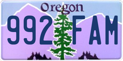 OR license plate 992FAM