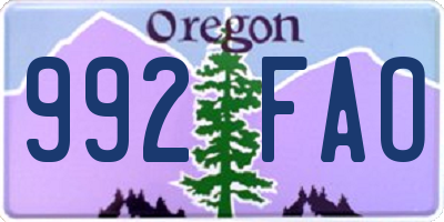 OR license plate 992FAO