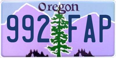 OR license plate 992FAP