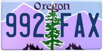 OR license plate 992FAX