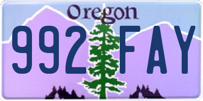 OR license plate 992FAY