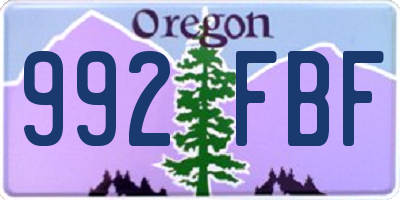 OR license plate 992FBF